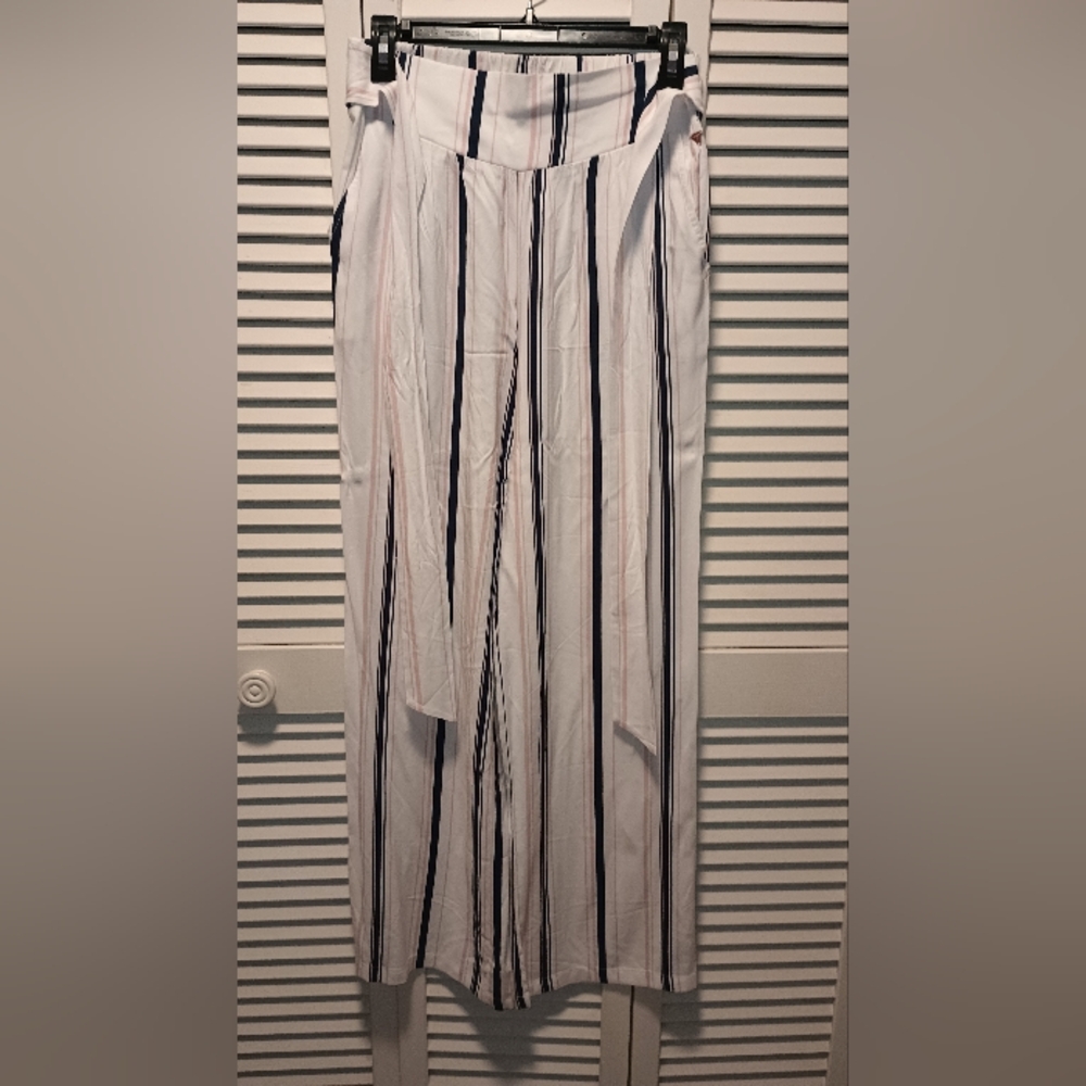 Guess Women Striped Pants - Cream and Black, Pink